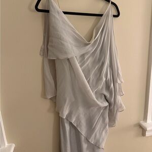 Chic Draped Women's Dress in Light Gray